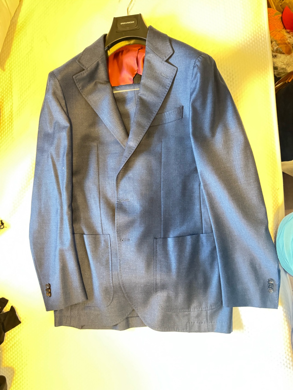Men's brushed Navy Blue Classic single breasted suit